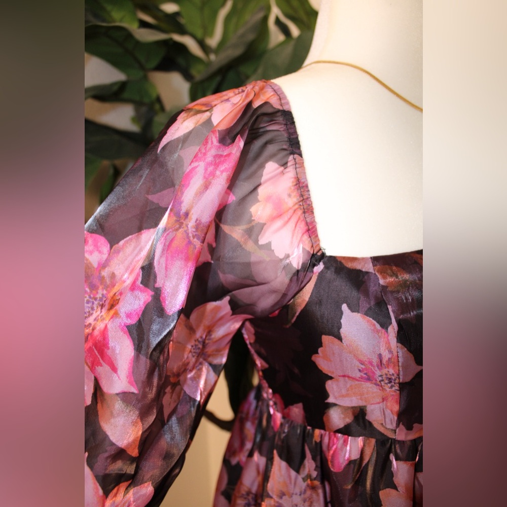 Thirty Thirty LA Floral Organza Peplum Babydoll Blouse - Picture 11 of 13